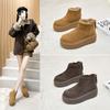 Осень и зима кожаные туфли на платформе бини бархатные туфли бокен большая голова повседневные одинарные туфли туфли-маффины лоферы ретро