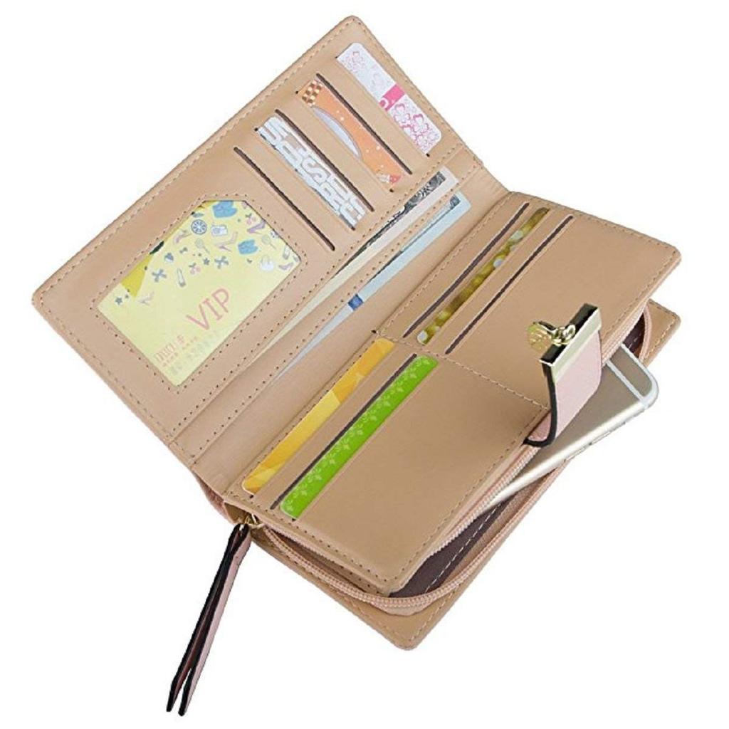 Женский складной держатель для монет из веганской кожи цвета розового золота, длинный кошелек, клатч, кошелек