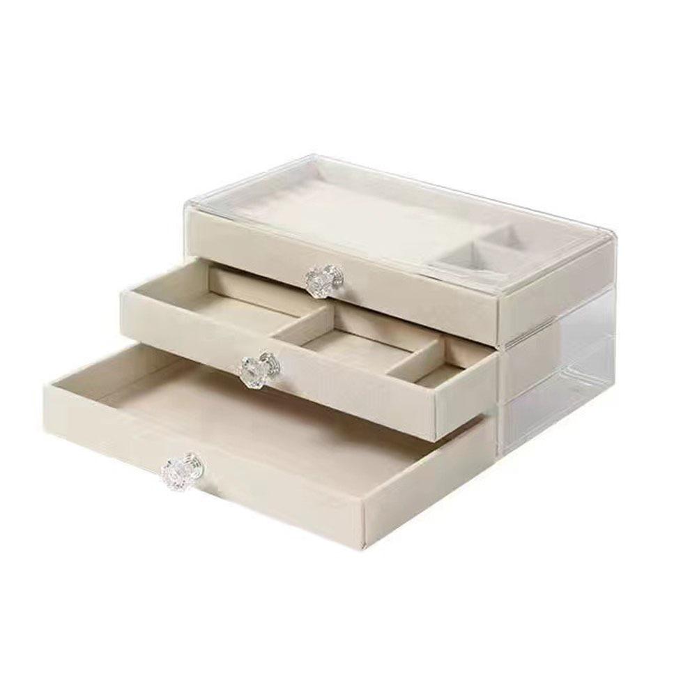 Dustproof Acrylic Jewelry Organizer Stackable Drawer Jewelry Box 3 Layers Jewelry Box Bedroom