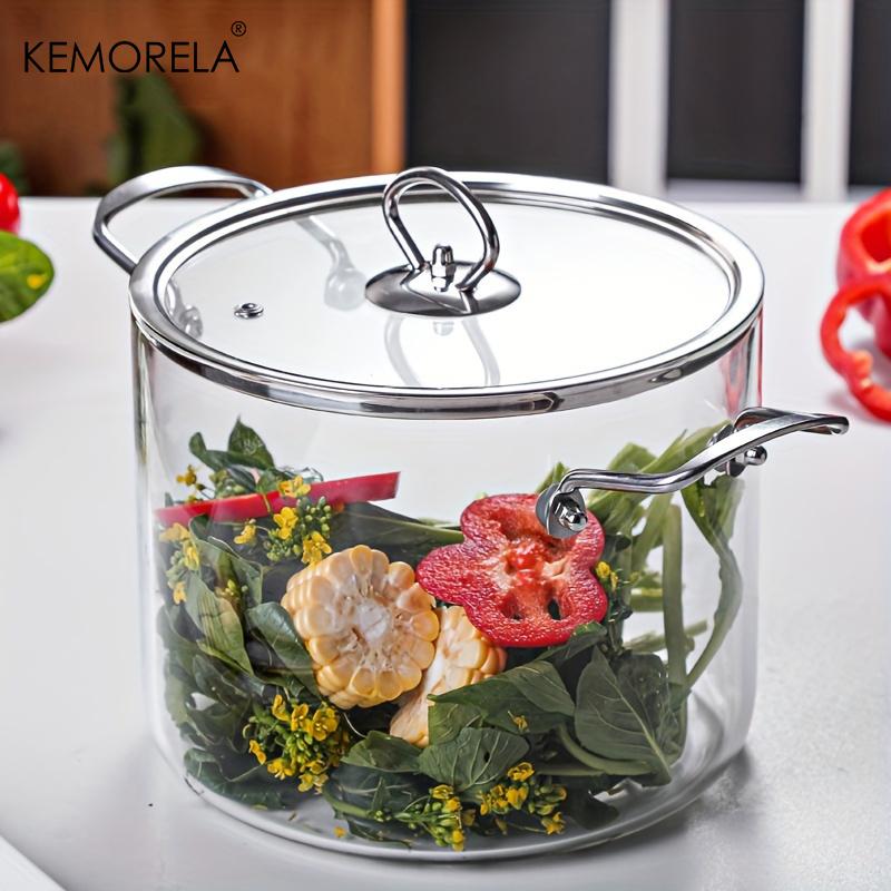 KEMORELA 1 шт. Стеклянная кастрюля 2,5 л/3,5 л Жаростойкая кастрюля для тушения Кастрюли с двумя ручками с крышкой для кастрюли Посуда из боросиликатного стекла
