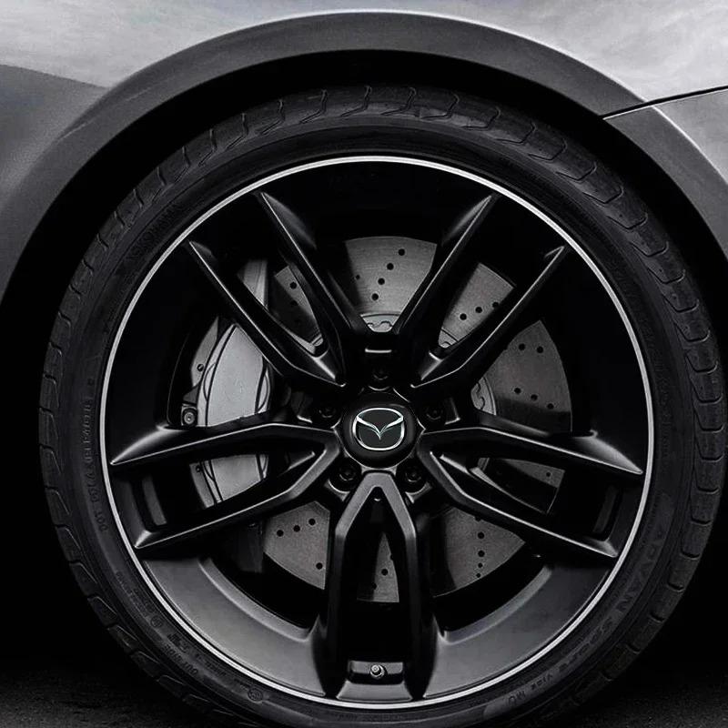 Комплект из 4 эмблем-колпачков на центр ступицы колеса с логотипом Mazda - 56 мм Прочные наклейки для различных моделей