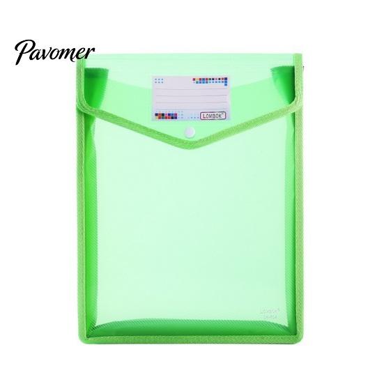 Portable Briefcase Pouch Transparent File Folder, with Snap Closure, Waterproof A4 A5 Document Bag, Student Work Organizer Large Capacity Colorful PP