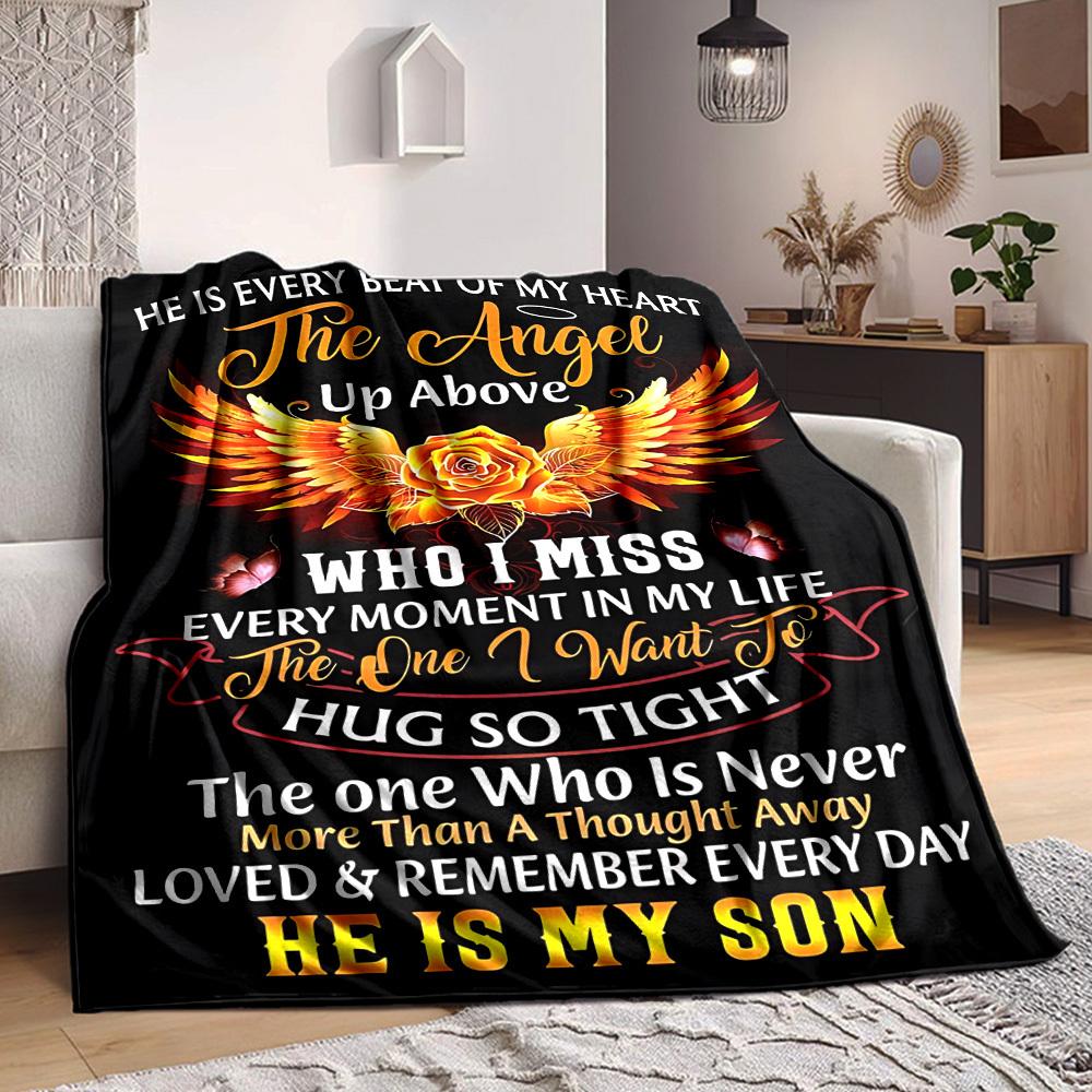 1PC Son Memorial Quote Blanket, Throw For Sofa, Bed, Travel, Printing Blanket With Soft And Warm Fabric yy250918187