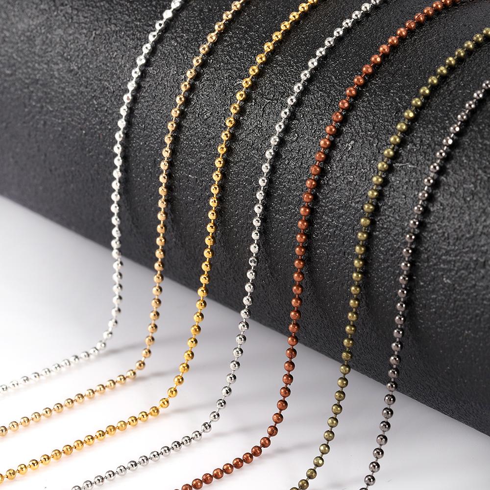 5m/lot 1.5 2 2.3mm Gold Color Copper Faced Ball Bead Chains Round Beads Chains for DIY Jewelry Making Necklace Bracelet