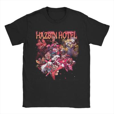 Винтажные аниме-футболки Hazbins Hotels Alastor для мужчин с круглым вырезом, 100% хлопок, футболки с коротким рукавом, уникальная одежда