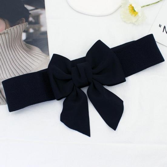 Women Elegant Large Bowknot Elastic Belt Dress Decorative Versatile Wide Belt Elastic Waistband Decoration