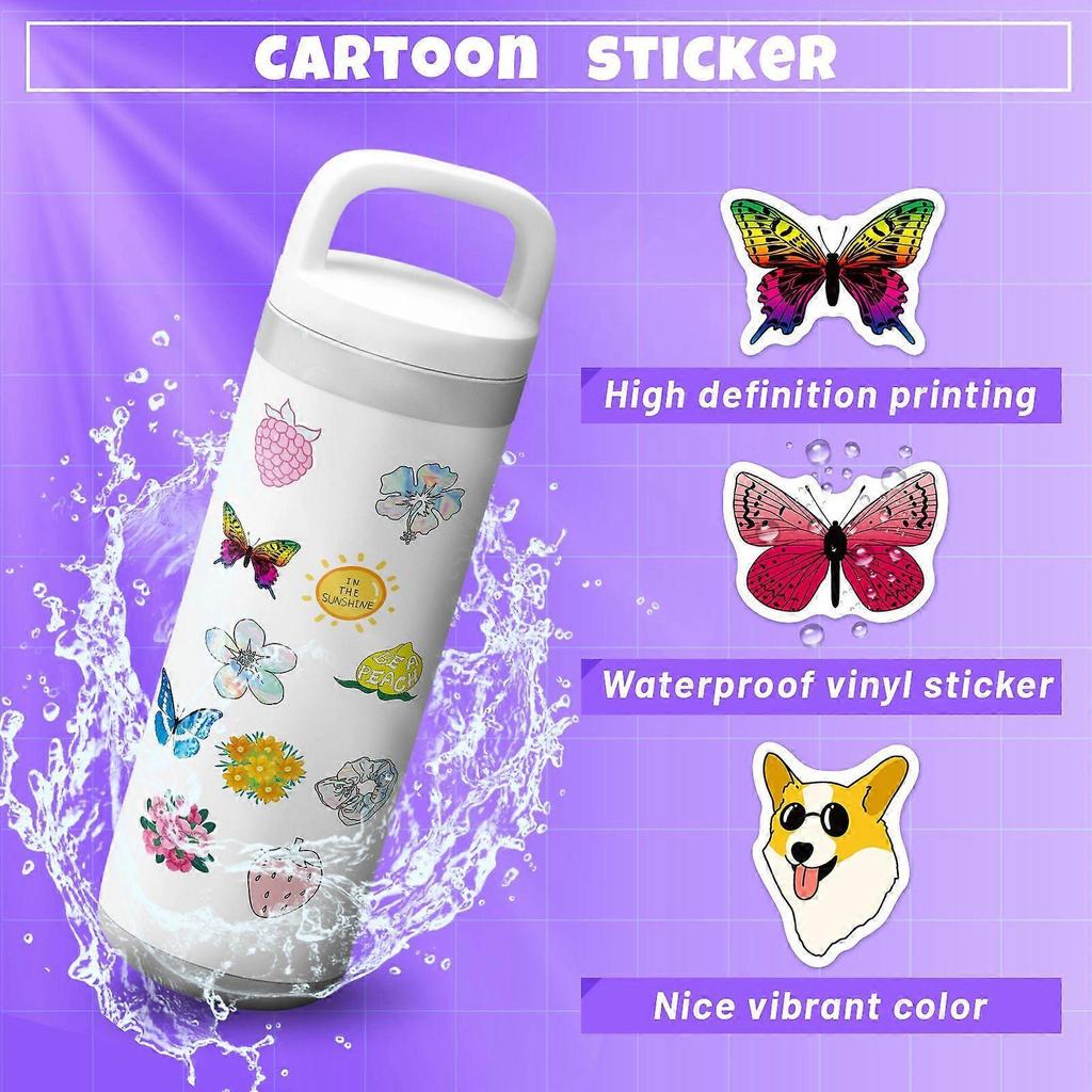 100 Pack Waterproof Vinyl Balloon Stickers - For Guitars, Skateboards, Bikes, Cars, Teens, Adults