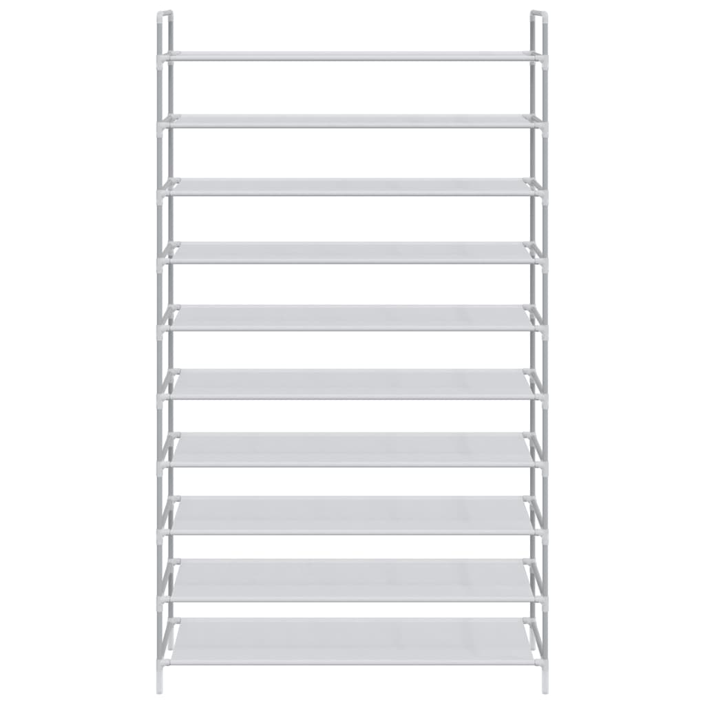 Shoe Rack with 10 Shelves Metal and Non Woven Fabric Silver