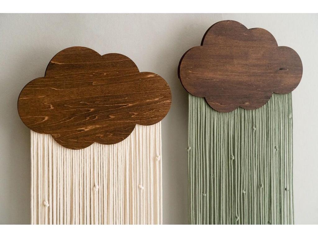 Деревянное облако в скандинавском стиле, настенный гобелен с хлопковой веревкой и кисточками - набор для DIY