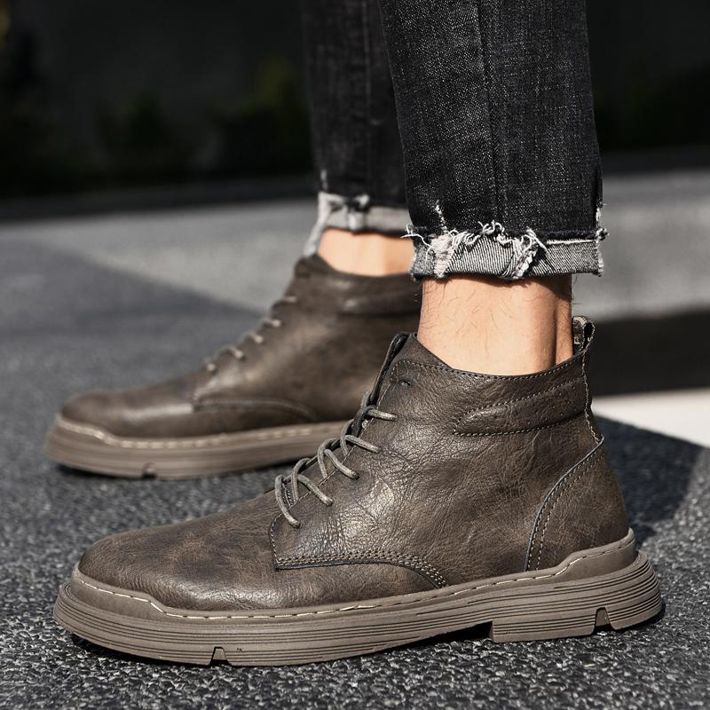 Зимние ботинки Chelsea Men Boots New Fashion Plus Velvet Outdoor Shoes Качественные ботинки из натуральной кожи Ботильоны Business Lace Up Boots