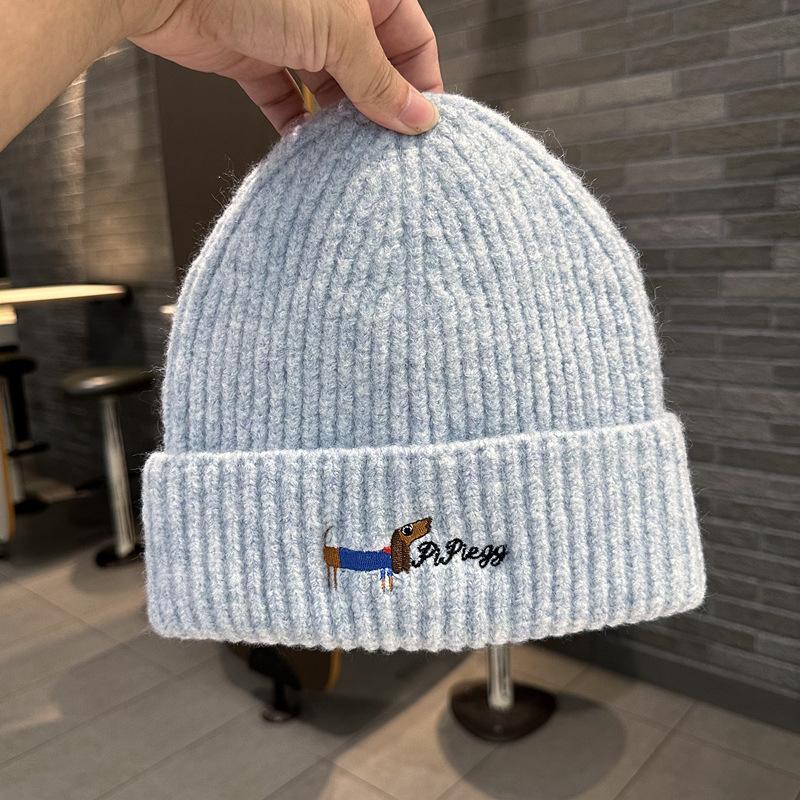 Autumn and Winter Hat Women's Fashion Knitted Wool Hat Cute Velvet Ear Protector Warm Cold Hat