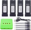 4-Pack 3.7V 500mAh LiPo Batteries with 4-in-1 USB Charger – Fast Charging Power Kit for E58, S168, JY019 RC Drones and Quadcopters