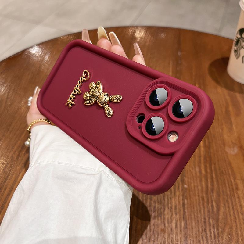 3D милый золотой кролик силиконовый мягкий чехол для телефона iPhone 15 16 Pro Max 14 13 12 11 XS XR 7 8 Plus противоударный чехол Candy Matte