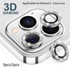 3Pcs/2pcs Bling Diamond Camera Lens Protector for IPhone 16 11 12 13 14 15 Pro Max Metal Ring Lens Tempered Glass Film