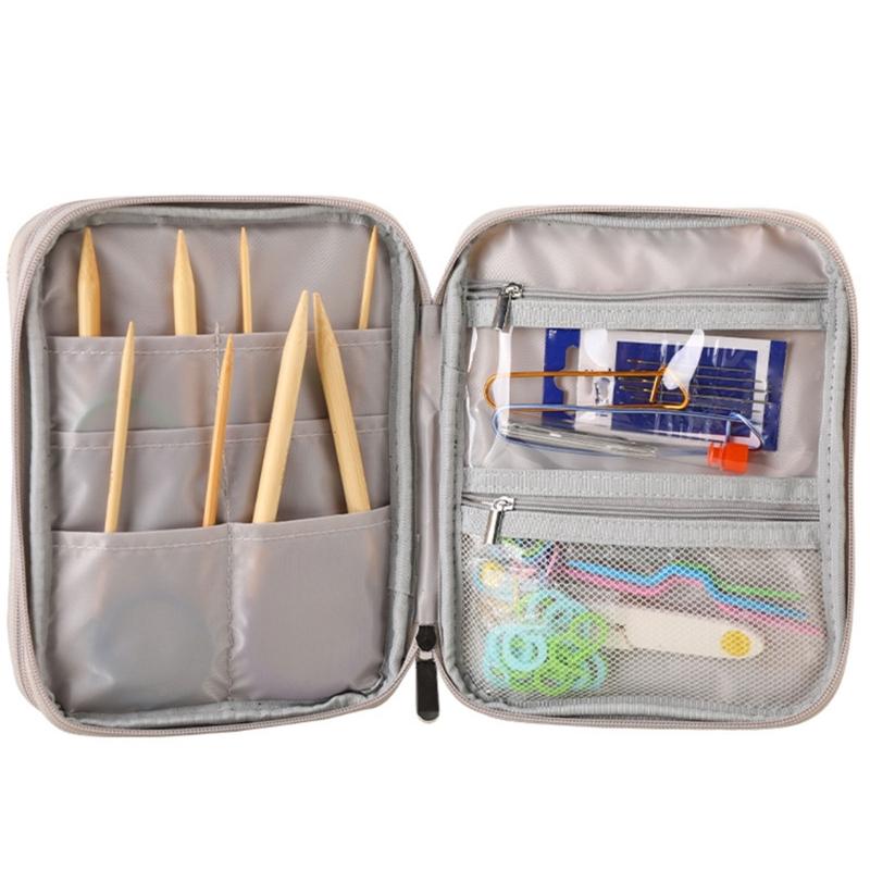 Crochet Hook Case Yellow Lemon Storage Bag Knitting Needle Carrying Bag Storage Case Double Organiser Bag for Crocheting