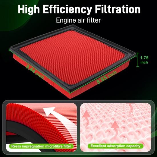 2 X Front Engine Air Filter for Lexus ES350 19-22 Toyota Avalon CA12377 AF5190