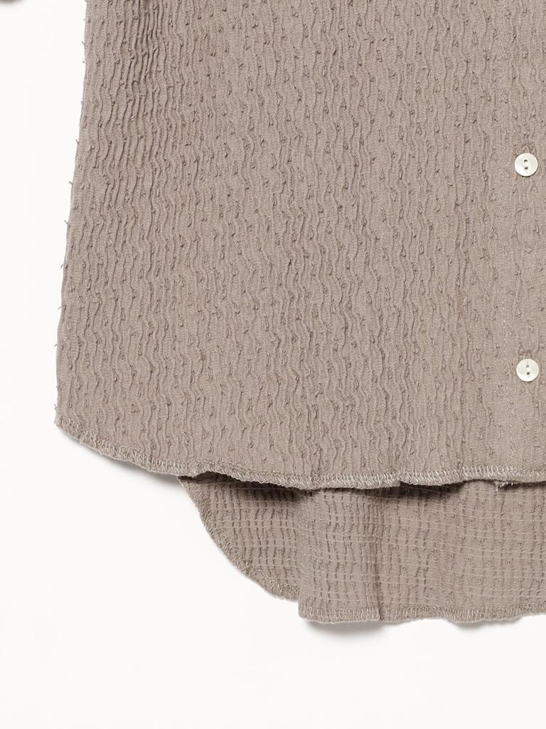 Beams Boy S/S Tee Jacquard Ruffle Gathered Short Sleeve Women's LT.GREY FREE