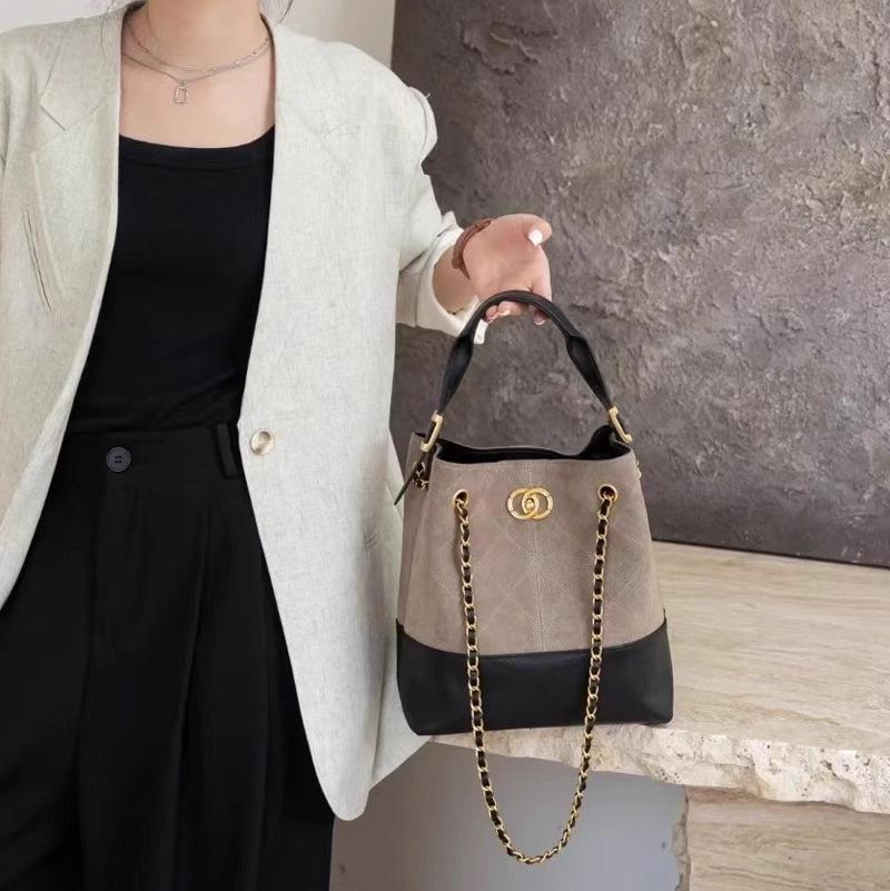 Chic Retro Suede Diamond Pattern Leather Tote Bag for Women