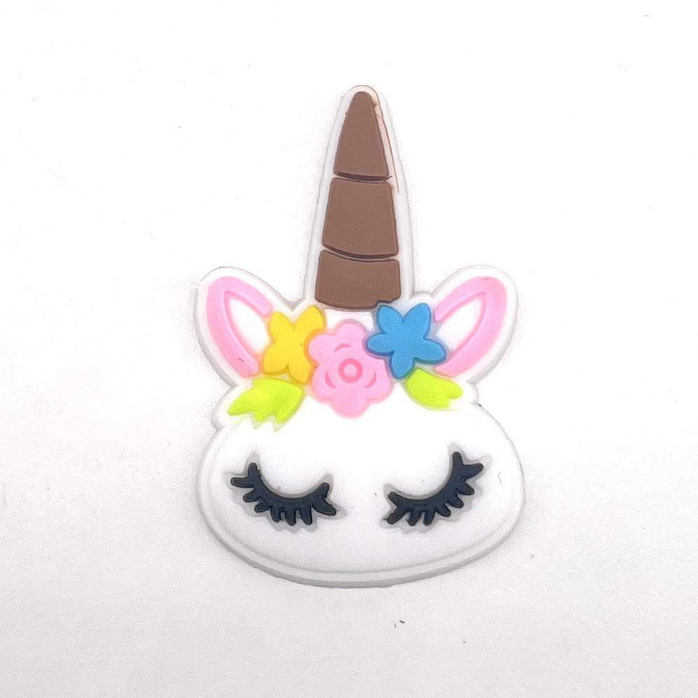 Милые мультяшные пряжки для клогов в виде цветка единорога - Съемные и из мягкой резины украшения для садовой обуви