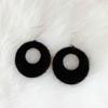 Black Plush Round Pendants Hook Earrings for Women Bohemian Elegant Light Dangle Earrings Hollow Circle brincos feminino