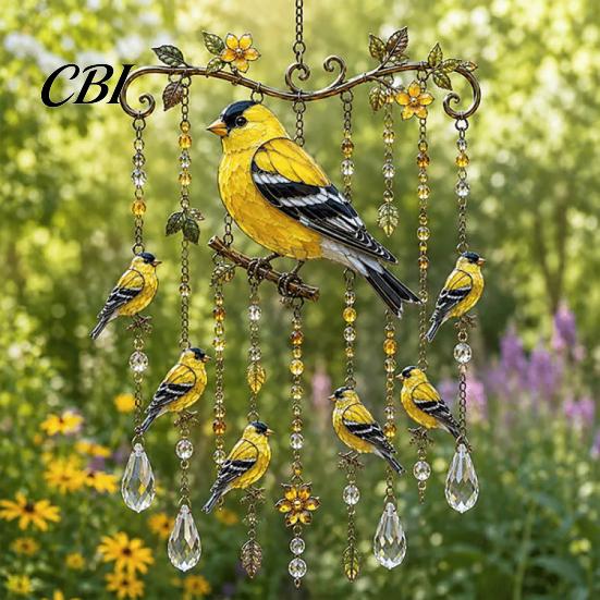 Window Hanging Wind Chime Outdoor Bird Chimes, Decorative Pendants, Acrylic Garden Ornament Hangings for Porch Patio Decorations Nature-inspired