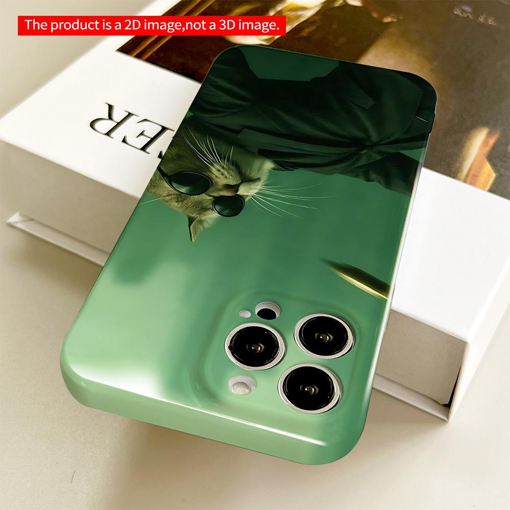 Sunglass Cat in Suit Dodging Bullet All inclusive film hard phone case, compatible with iPhone 18 Pro Max 17 16 15 14 13 12 11