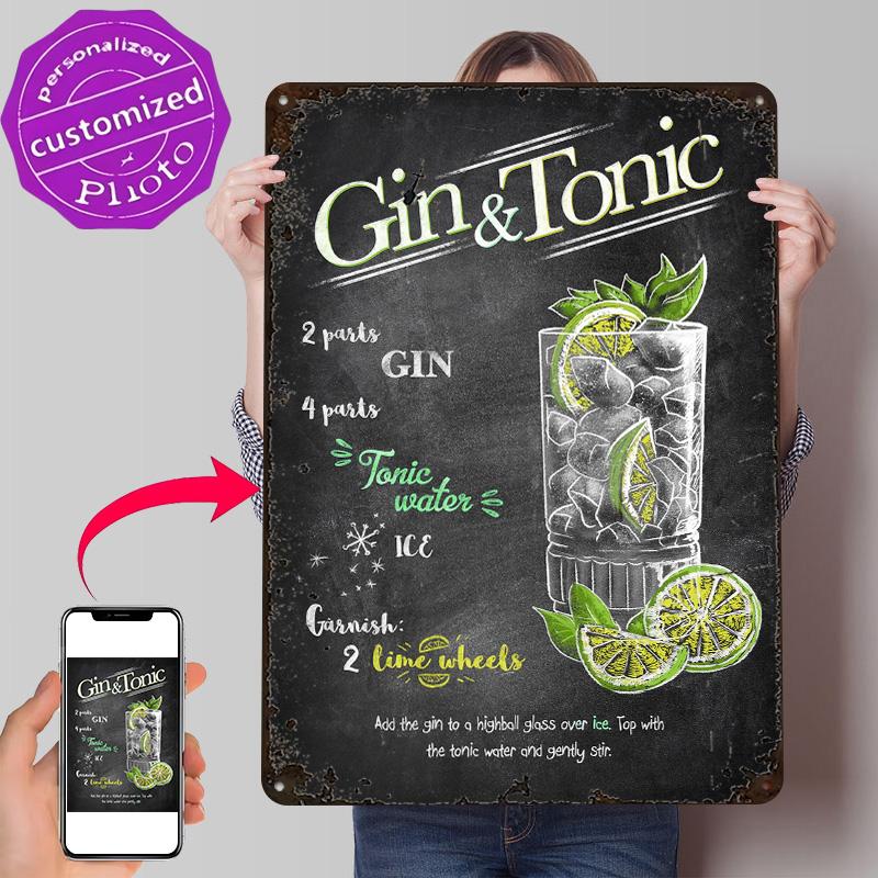 Gin and Tonic D Printed Texture Poster Personalized Wall Art Retro Metal Tin Signs for House Decoration Garage Decorations Home