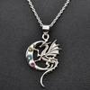 Peridot Amethyst Blue Topaz Gemstone 925 Sterling Silver Jewelry Dragon Pendant Necklace