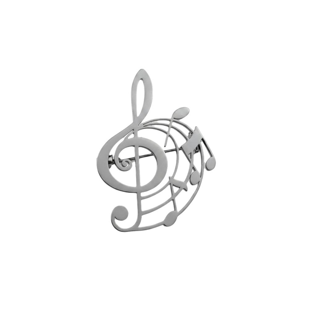 Stainless Steel Music Note Brooch Pin Hollow Design Music Badge Lapel Pin Daily Wear