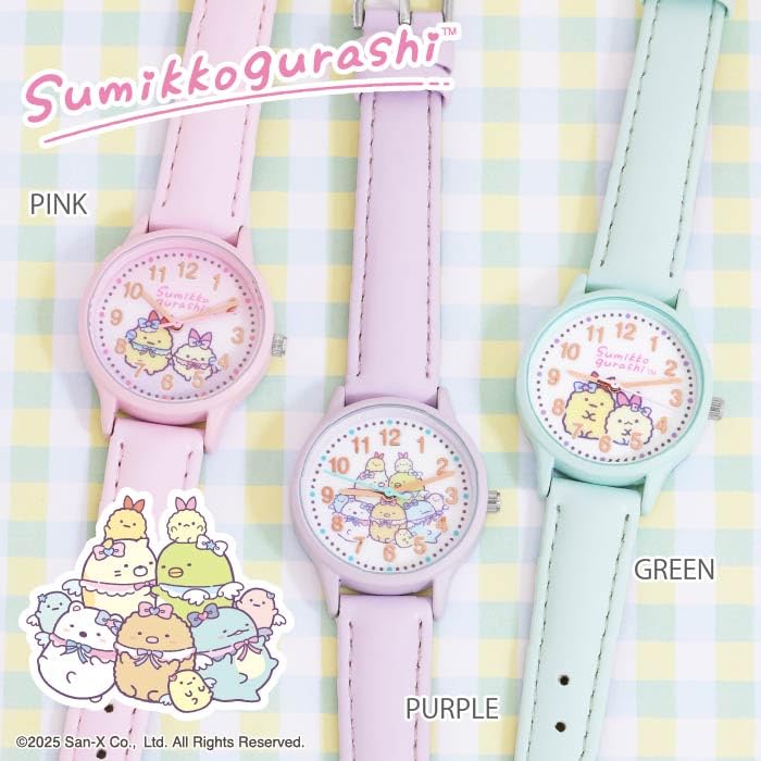 Часы J-AXIS Sumikko Gurashi Ebi-ten Tail, Официальная серия с персонажами, Модель CX2C0007, Фиолетовый пластиковый корпус