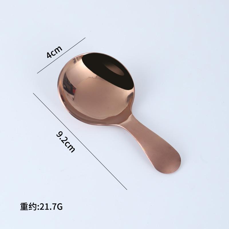 304 Stainless Steel Spoon Creative Short Handle Children's Spoon Cute Dessert Ice Cream Spoon Titanium Plated Tea Round Spoon