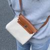 2025 Новинка 22 см сумка из коровьей кожи с холстом и кожей + мини-сумка через плечо из натуральной кожи и ткани