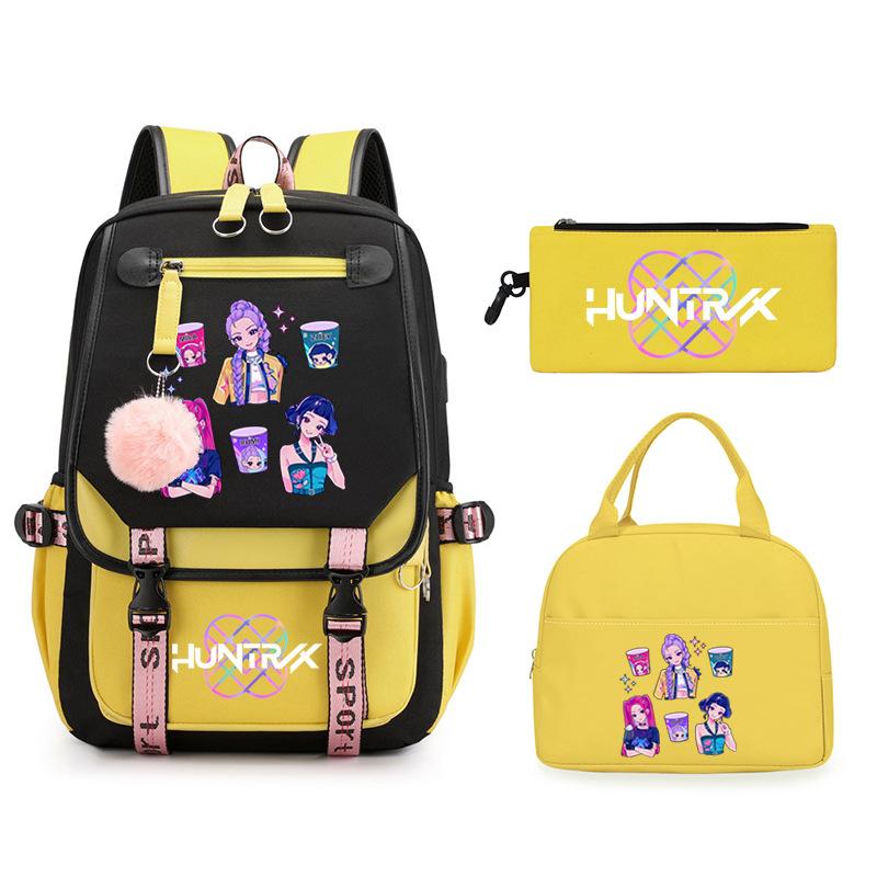 KPop Demon Hunters Rumi Anime Merchandise Backpack and Pencil Case Convenient Backpack for Couples for Business Trips and Travel