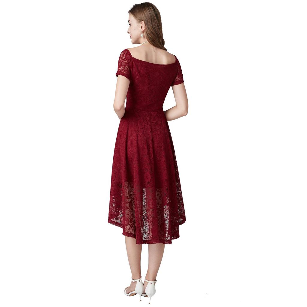 Женское вечернее платье миди, кружевное платье с вырезом в форме сердца, высокие и низкие подолы, ретро-платья, бальное платье для выпускного вечера, свадебные наряды подружки невесты