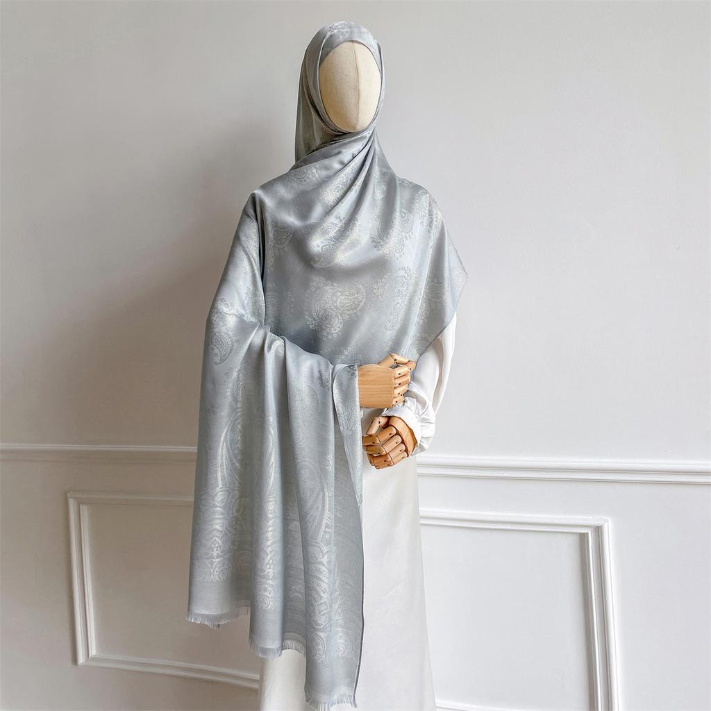 Luxury Paisley Pattern Women Hijab Gold Thread Jacquard Scarf Muslim Wraps Ramadan Islam Headscarf Shawl Turban Neckerchief