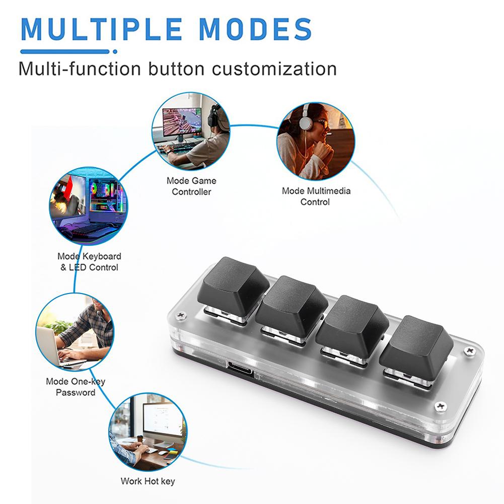 3 клавиши 1 ручка/4 клавиши Программирование Макро Ручка Клавиатура RGB Проводная USB Мини Механическая BT Клавиатура Хотсвап Механический Макропад