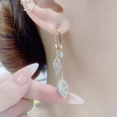 Серьги-подвески в форме листа для женщин с кубическим цирконием, серьги-подвески в форме листа, украшения на День святого Валентина, день рождения