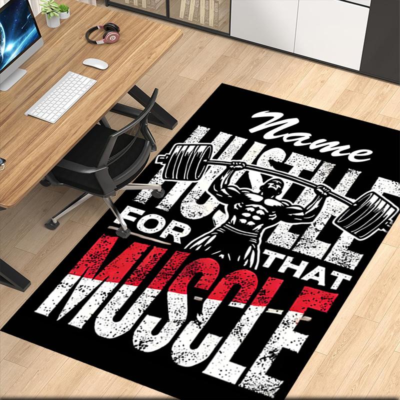Custom Name weightlifting Printed Carpet, for Office Chair Living Room Bedroom Kitchen Room Decor Gifts.