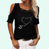 Women Fashion Off Shoulder T-shirt Ladies Summer Printed Short Sleeve Top Fashion Round Neck Tee Shirt Pullover Loose T-shirt
