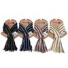 TERAICHI Fringed Compact Insert Neck Petite Striped Mini Scarf Scarf, Warmer, Scarf, Scarf, Women's (Beige)