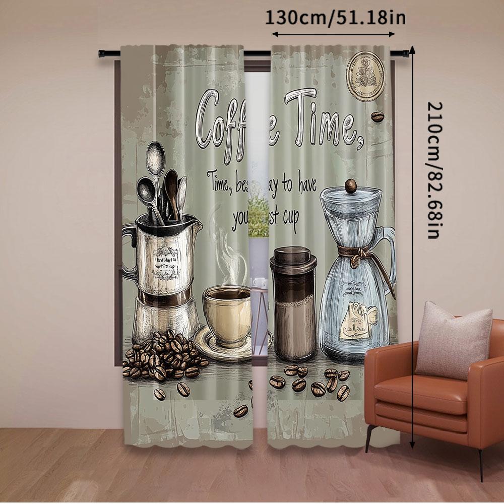 2 шт. Кофейно-коричневые шторы Кантри Винтаж Рустик Модерн Латте Маленькие Короткие Кафе Подходят для Спальни Ванной Гостиной Столовой