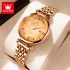 OLEVS Original Quartz Watch for Women Fashion Rhombus Mirror Elegant Rose Gold Steel Strap Waterproof Women's Dress Wristwatches