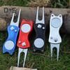 Golf Divot Tool with Pop-up Button Metal Foldable Golf Divot Repair Fork Green Tool with Magnetic Putt Alignment Ball Marker for Golfers Accessory