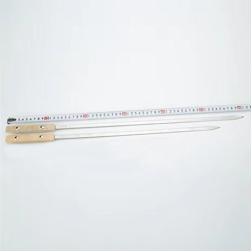 OEING Stainless Steel Wooden Handle BBQ Skewers