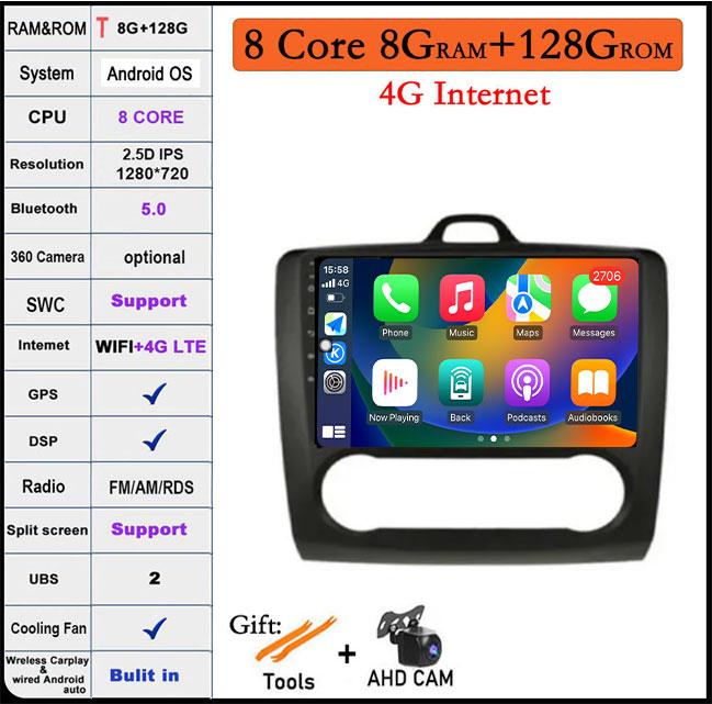 9 дюймов для Ford Focus 2 3 MK2 MK3 2004-2011 DSP Android 14 автомобильный радиоприемник мультимедиа видеоплеер навигация стерео GPS