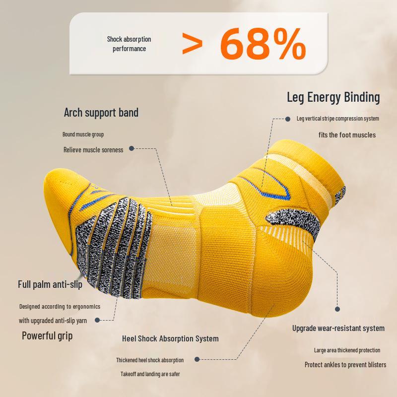 Мужские марафонские носки до середины икры с толстой махровой подошвой для легкой атлетики и тренировок на длинные дистанции