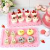 3Pcs Serving Cupcake Large Rectangle Dessert Tray Flat Plastic Sturdy Reusable Platters Trays Cookie Serving Tray for Birthday