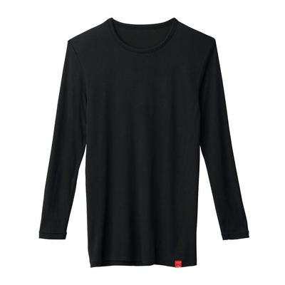 Gunze Hot Magic Inner Мягкая и Черная Футболка с Круглым Вырезом, Теплая, Шея, Рукав 3/4, MH1908, Мужская,