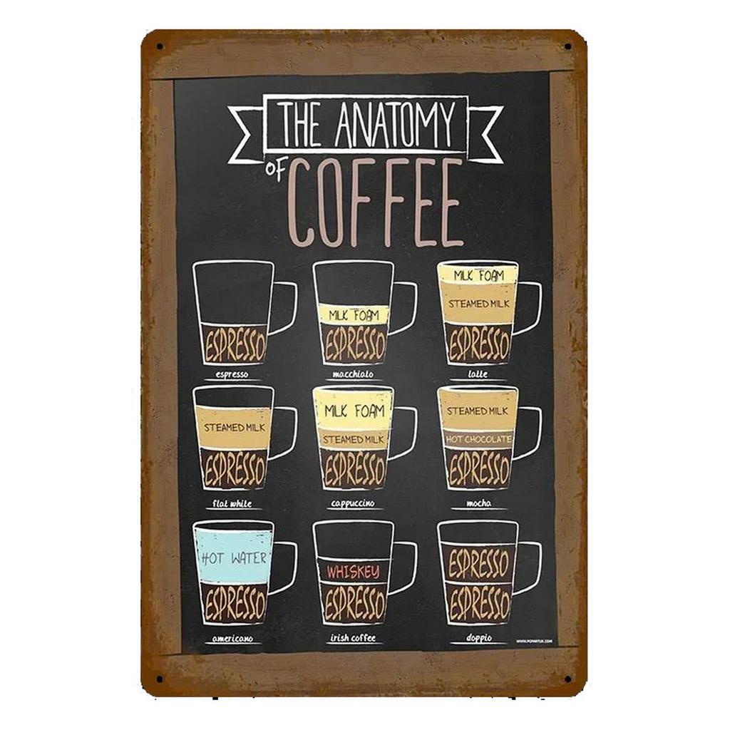 Vintage Coffee Metal Sign Retro Cafe Poster Tin Plaque for Home Bar Pub Kitchen Decoration Dark Roast Italian Coffee Art