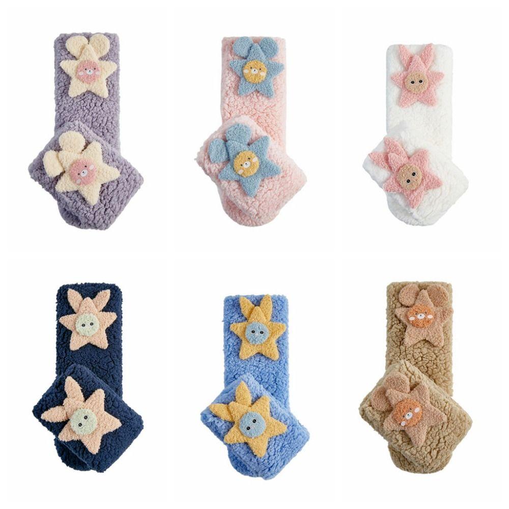 Cartoon Floor Stockings Women Mid-Calf Coral Fleece Socks Funny Furry Plush Sock  Winter